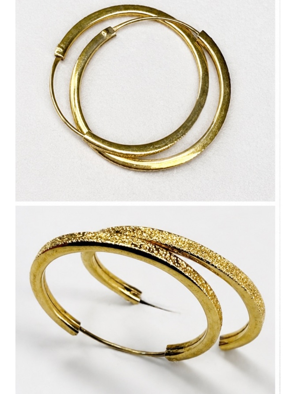 Textured Hoop Earrings Gold Over Sterling Silver